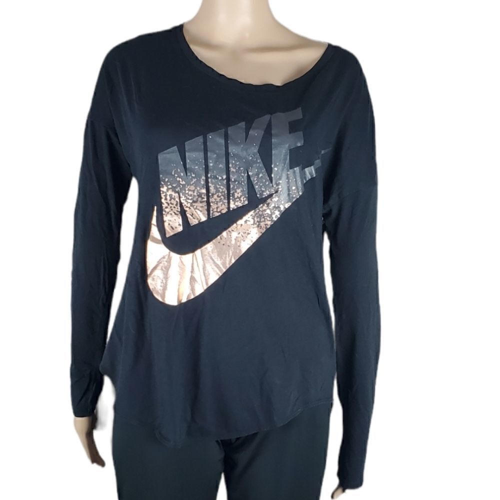 Nike Black & Gold Oversized Long Sleeve T-Shirt